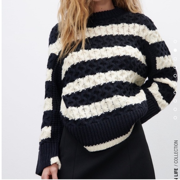 Zara Striped Cable Knit Sweater Fit loose - Picture 10 of 12